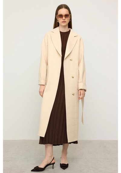 Olcay Torba Cepli Kendinden Desenli Oversize Limited Edition Kaban Krem 3140