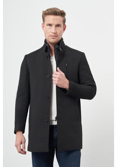 İmza Siyah Kaşe Kürklü Yaka Düz Tek Yırtmaç Tam Kapitone Astar Slim Fit Classic Palto 1005245102 Siyah İmza Siyah Kaşe Kürklü Yaka Düz Tek Yırtmaç Tam Kapitone Astar Slim Fit Classic Palto 1005245102 Siyah