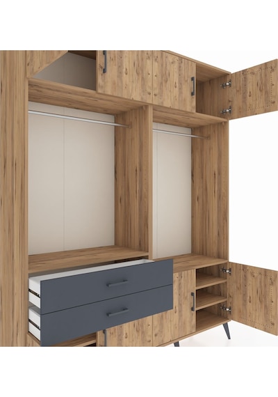 Hyperion Gardrop 7 Raflı 2 Çekmeceli 2 Askılı 176x44x221 Çam-çam/antrasit Çam/antrasit Hyperion Gardrop 7 Raflı 2 Çekmeceli 2 Askılı 176x44x221 Çam-çam/antrasit Çam/antrasit