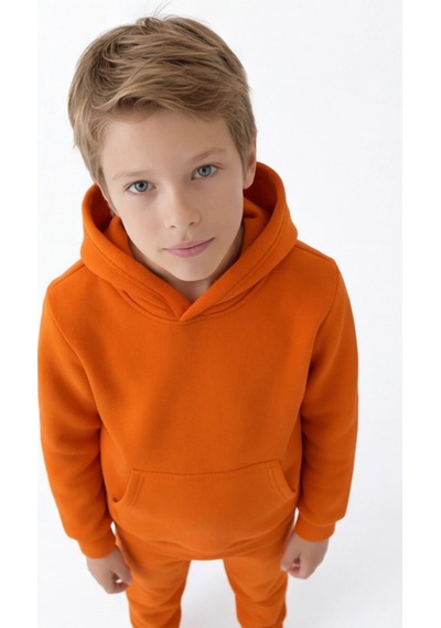 Esila Kids Çocuk Eşofman Takımı Kapüşonlu 3 İp 5-10 Yaş Turuncu
