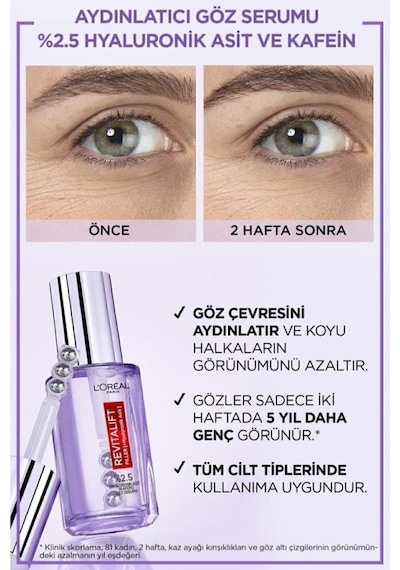 L'Oréal Paris Revitalift Filler Aydınlatıcı Göz Serumu 20ml &hydra Nem İle Dolgunlaştıran Serum 150ml pkthydrsrmfllrsrm-9427