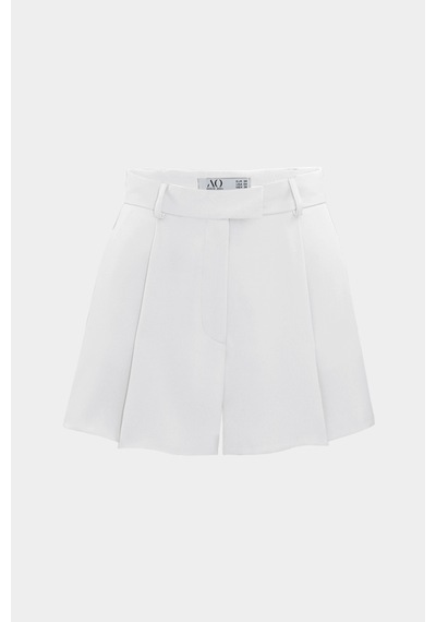 Açelyaokcu Premium Lowry Wide Leg Mini Boy Dokuma Şort Beyaz