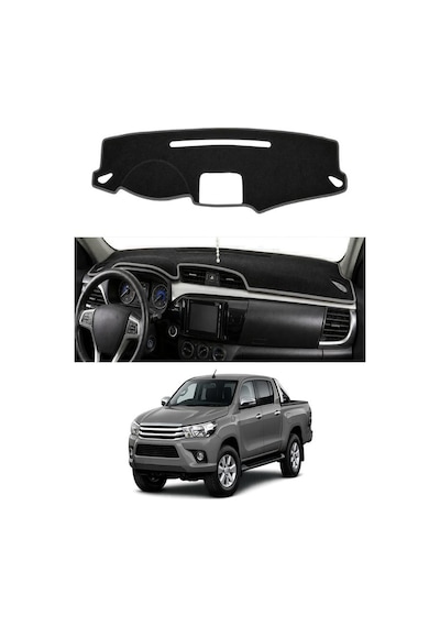 Toyota - Hilux 2015+ Uyumlu Torpido Koruma Kılıfı - Gri Şeritli