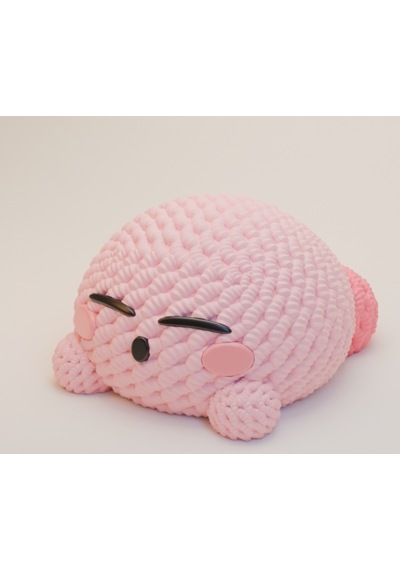 Örgü Dokulu Kirby 3d Baskı Modeli - Uyuyan Kirby Figürü - Dekoratif Masa Aksesuarı - Stl