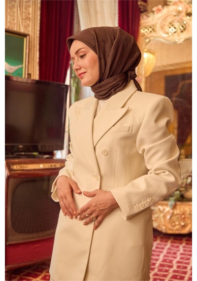 Silk Home Monogram Pamuk İpek Eşarp 130001-23 acı kahve