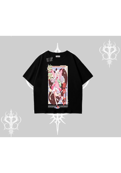 Tarzsokak Oversize Tshirt Madness Unleashed Anime Girl Baskılı Siyah