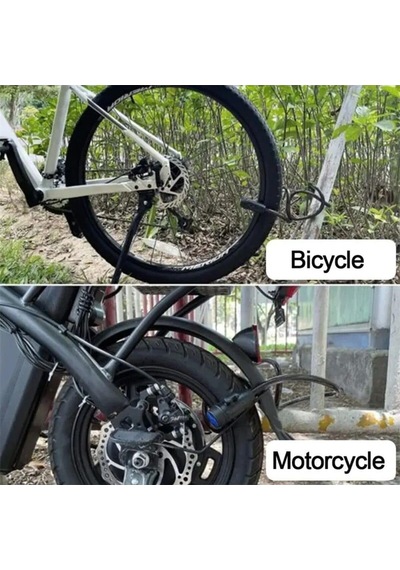 Çelik Kilit Bisiklet Motosiklet Kilidi + Lazer Led Işık  Scooter Ve Bebek Arabası İçin Uygun