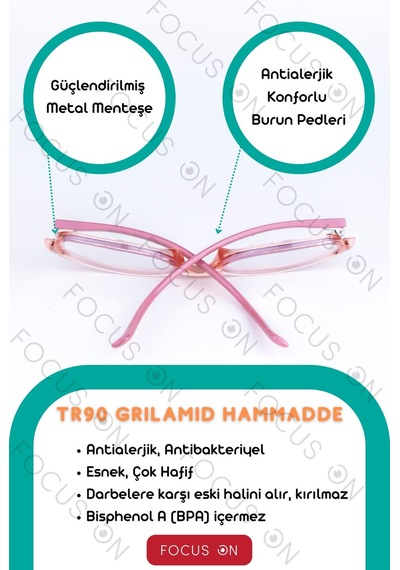Focus On KS007-C14-EKRAN Pembe 5-9 Yaş Mavi Işık Filtreli Çocuk Ekran Gözlüğü