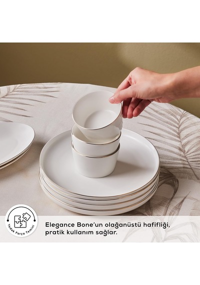 Elegance Bone Favaro 38 Parça 6 Kişilik Kahvaltı Seti Gold Çok Renkli