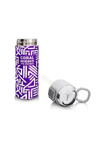 Coral High Kids Mor Beyaz Geometrik Desenli Pipetli Ve Direkt İçim Çelik Termos 500 Ml 31883 Mor - Pembe