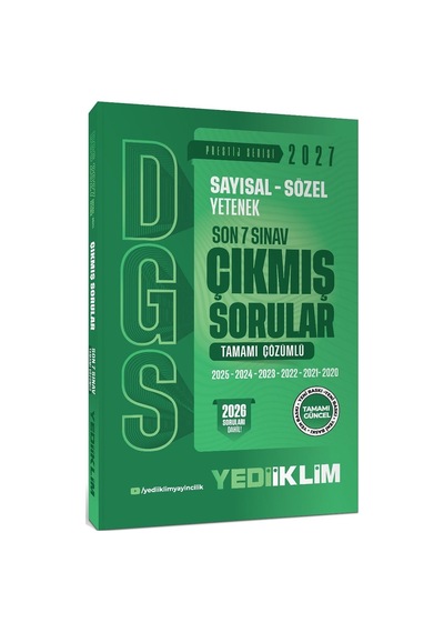 Yediiklim Yayınları 2027 Dgs Sayısal Sözel Yetenek Son 7 Sınav Tamamı Çözümlü Çıkmış Sorular