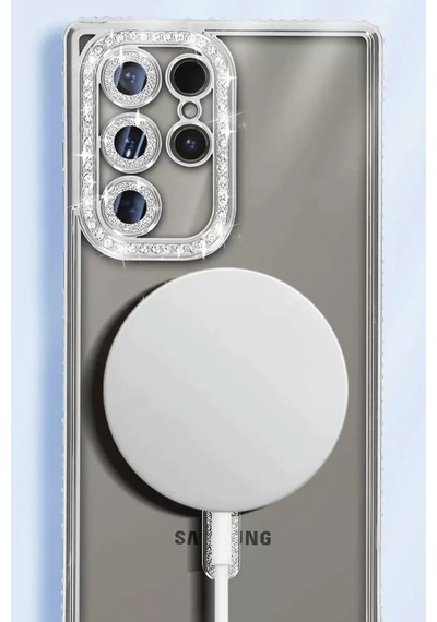 Newface Samsung Galaxy Uyumlu S25 Ultra Kılıf Joke Simli Magneticsafe Kılıf - Pembe