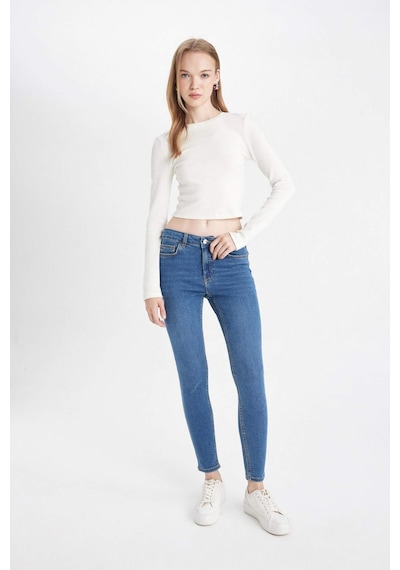 Defacto Rebeca Skinny Fit Yüksek Bel Dar Paça Bilek Boy Jean Pantolon C7609AX24AUNM28 Mavi