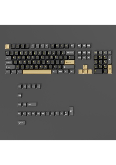 Mekanik Klave- Pbt Çift Baskı Keycap Seti Gri Siyah- Krem 128 Tuşlu Keycap