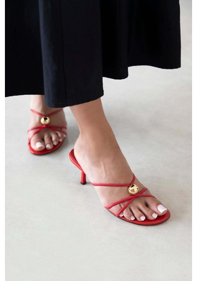 Wolk Shoes Aurora Kadın Topuklu Deri Sandalet Kırmızı