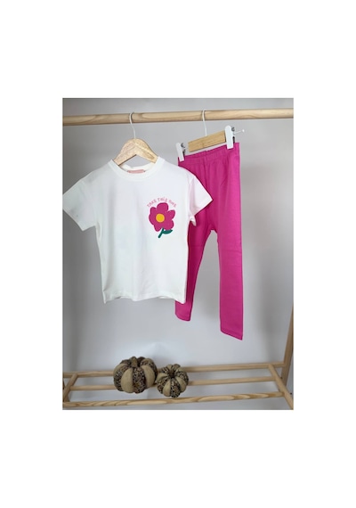 Poala Kids Çiçekli Tayt Takım Çok Renkli