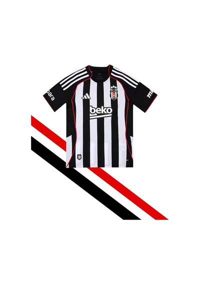 Adidas Beşiktaş Forma 25-26 Sezon Çubuklu Çocuk Forması Ve Şort Takım Siyah-beyaz