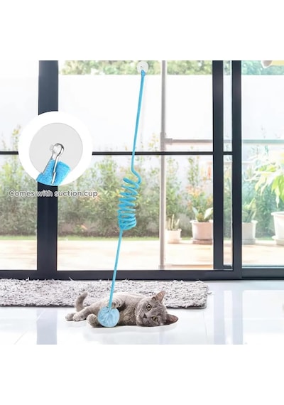 Kapı Askılı İnteraktif Kedi Oyuncağı Pembe Elastik İpli, Peluş Toplu, Zilli, Kediler İçin Stres Azaltıcı, Tek Başına Oyun Ve Avlanma İçgüdüsü Geliştirici Kedi Oyuncağı