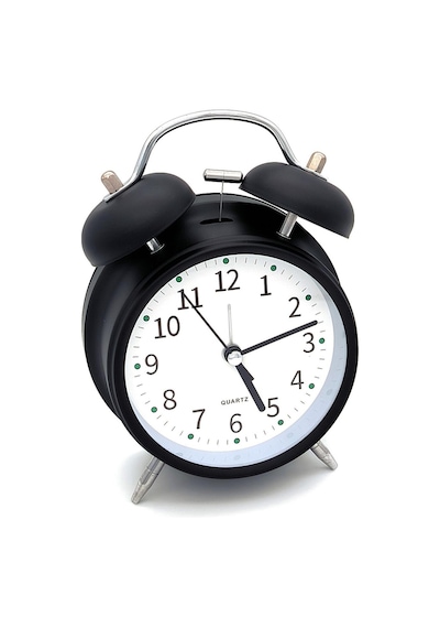 Valkyrie 16cm Büyük Boy Akar Saniyeli Alarm Çalar Saat - Nostaljik Masa Saati Siyah