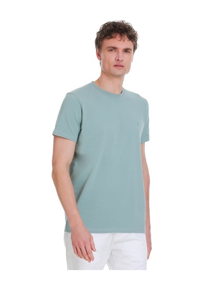 Hatemoğlu Mavi Regular Fit Bisiklet Yaka Pamuklu Tişört 1996529 Mavi-01