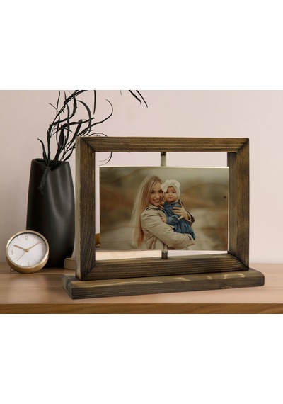 Bk Gift Kişiye Özel Fotoğraflı Doğal Ahşap Dönen Fotoğraf Çerçevesi, Anneler Günü Hediyeleri, Ev Dekoru, Masaüstü Dekoru-4