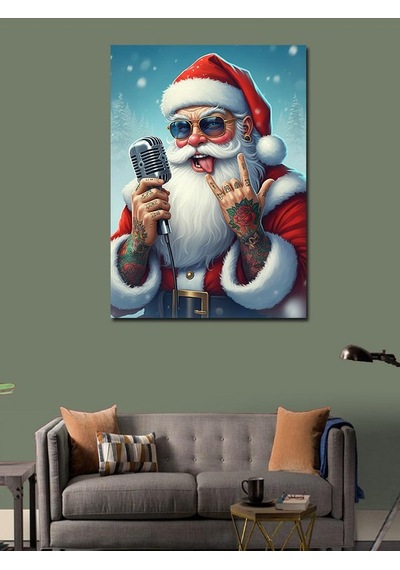 Kanvas Tablo Şarkı Söyleyen Noel Baba 50cmx70cm