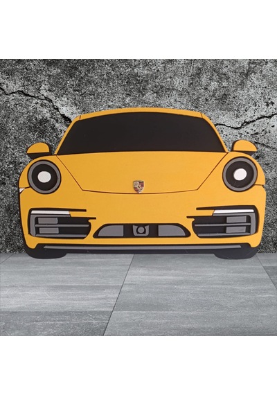 Porsche Araba Duvar Süsü Strafor Tablo Duvar Aksesuarı Strafor Tablo Sarı