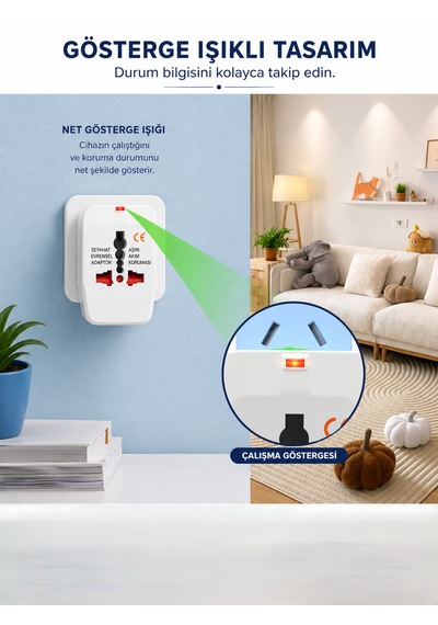 4 Adet Akım Korumalı Universal Seyahat Adaptörü Priz Çevirici 110-250v Geniş Voltaj Desteği Diğer