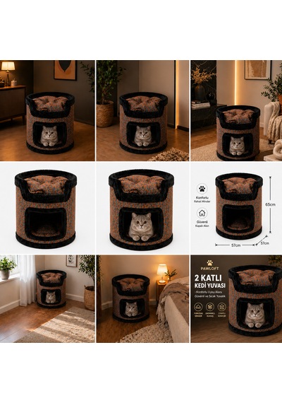 Miyusa 2 Katlı Kedi Evi Modern, Konforlu Ve Şık Kedi Yuvası