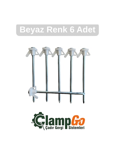 Clampgo Sert Zemin Çadır-tente-tarp Kazığı 8 Mm Kalınlığında 21 Cm Uzunluğunda 6 Adet Beyaz