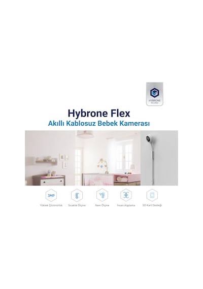 Hybrone Flex Wi-fi Ninni Çalan Akıllı Bebek Kamerası, Ağlama Algılama, Sıcaklık Ve Nem Ölçümü, Bebeğinizle Uzaktan Konuşma
