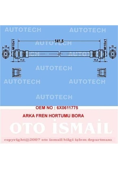 AUTOTECH TVB11 Fren Hortumu Arka Golf IV 98- Golf Lupo Bora 98- Polo 94-01 Fox Beetle / / Cordoba Toledo Fren Ekipmanları 38007055