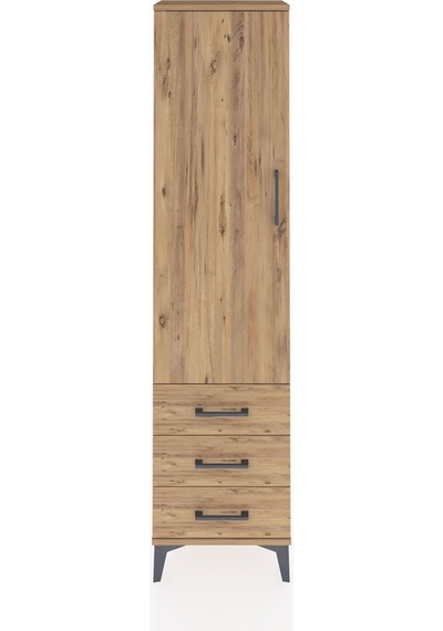 Arges Dolap 4 Raflı 3 Çekmeceli Tek Kapaklı 44x30x182 Çam-çam Çam