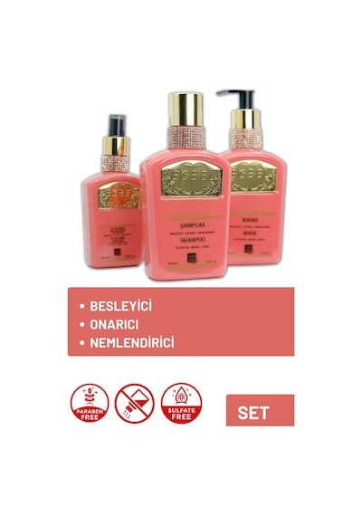 Bobel Keratin Onarıcı Saç Bakım Maskesi 330 ML + Saç Bakım Şampuanı 330 ML + Saç Kremi 200 ML