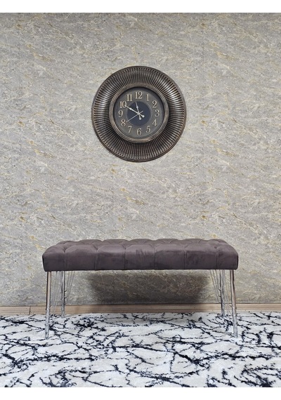 Zafir Krom Tel Ayaklı 90 Cm Puf Bench - Puf - Bench - Kasalı Oturak - Oturak - Yatak Ucu Puf Kahverengi