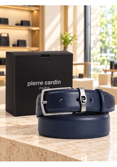 Pierre Cardin %100 Hakiki Deri Lacivert Klasik Erkek Kemeri