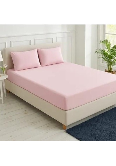 Sinada Home %100 Pamuk Pembe Lastikli Çarşaf Seti Pembe