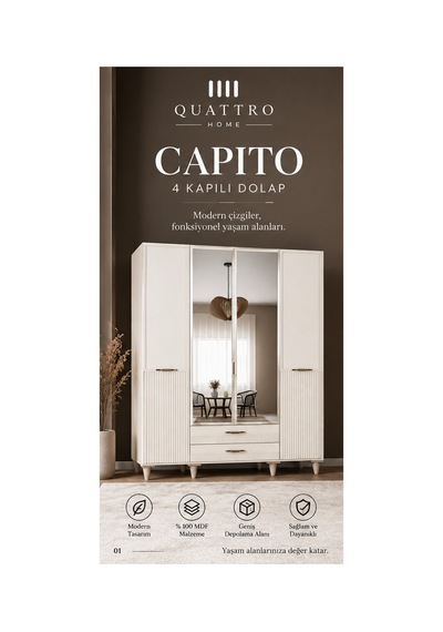 Capıto 4 Lü Dolap Beyaz