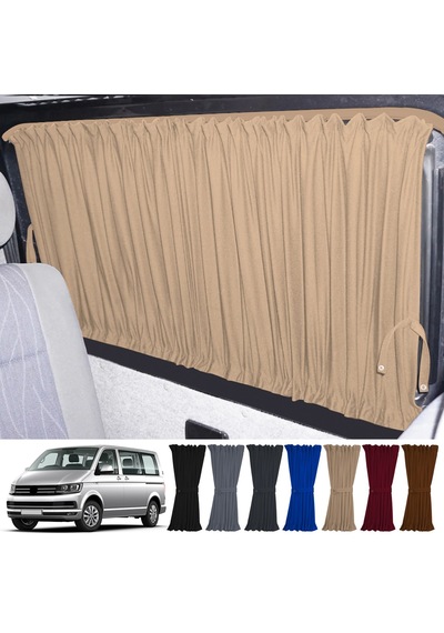 Pandami Volkswagen Transporter Caravelle T5/t6/t7 Uzun Şase 2003-2022 Uyumlu Krem Raylı Oto Perde Takımı