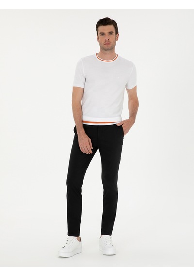 Cacharel Siyah Slim Fit Kanvas Pantolon