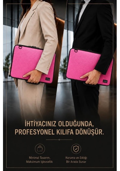 Mila 3in1 Serisi Mlk146 13,14 İnch Uyumlu Tablet, Laptop El Ve Omuz Çantası - Pembe
