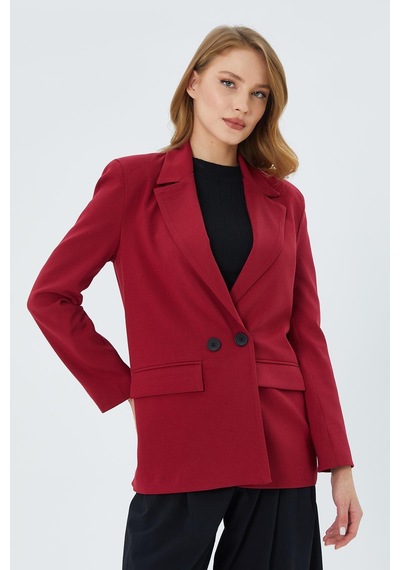 Mixray 4516 Kadın Bezayağı Blazer Ceket Bordo