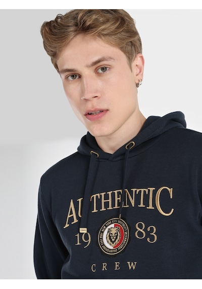 Colin's Colins Regular Fit Baskılı Kapüşonlu Lacivert Erkek Sweatshirt Lacivert