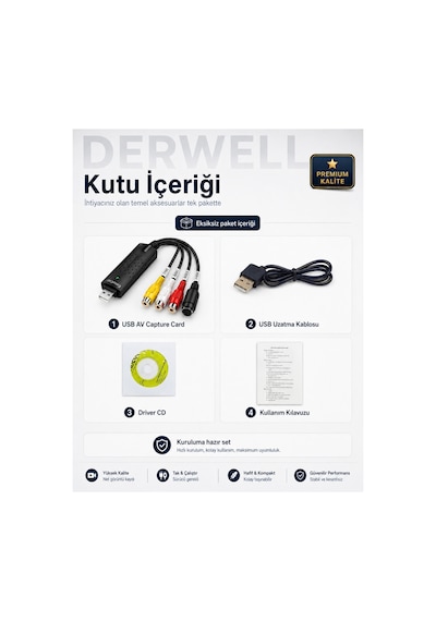 Yeni 2026 Easycap Usb 2.0 Av Analogdan Dijitale Video Ses Yakalama Ve Kayıt Kartı - Kamera Kaset Vcd Dvd Laptop Masaüstü Bilgisayar Uyumlu Dönüştürücü Adaptör