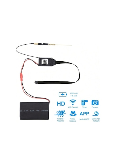 Mini Hd Wifi Kamera Modülü 5mm Lens Şarjlı Android/ios Destekli Hareket Algılamalı Güvenlik Kamerası