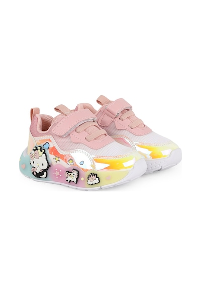 Pepino Kız Bebek Spor Ayakkabı Sevimli 3d Figürlü Hologram Parlak Cırt Cırtlı Hafif Esnek Işıklı Taban Sneaker 2184 Byz-pudra