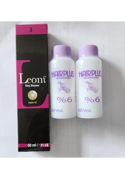 Leoni Saç Boyası 60 ML 3 Koyu Kahve + Oksidan %6 20 Volüm 2 x 60 ML