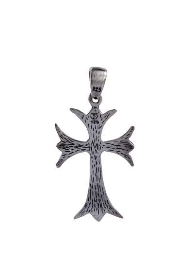 925 Ayar Gümüş Gotik Haç Tasarım Cross Kolye Ucu Gümüş