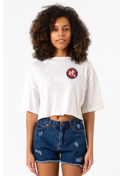 One Piece Anime Ninja Org. N.s Beyaz Kırçıllı Kadın Crop Tshirt Beyaz