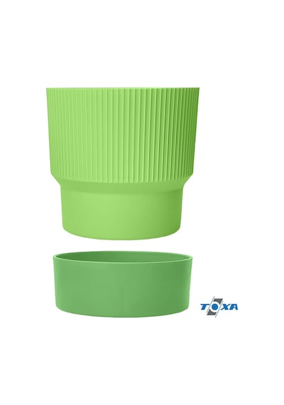 Iksora Saksı Dekoratif Tabaklı Çiçek Kaktüs Saksısı Mat Plastik 1 Adet, Yeşil, 0.4 Litre